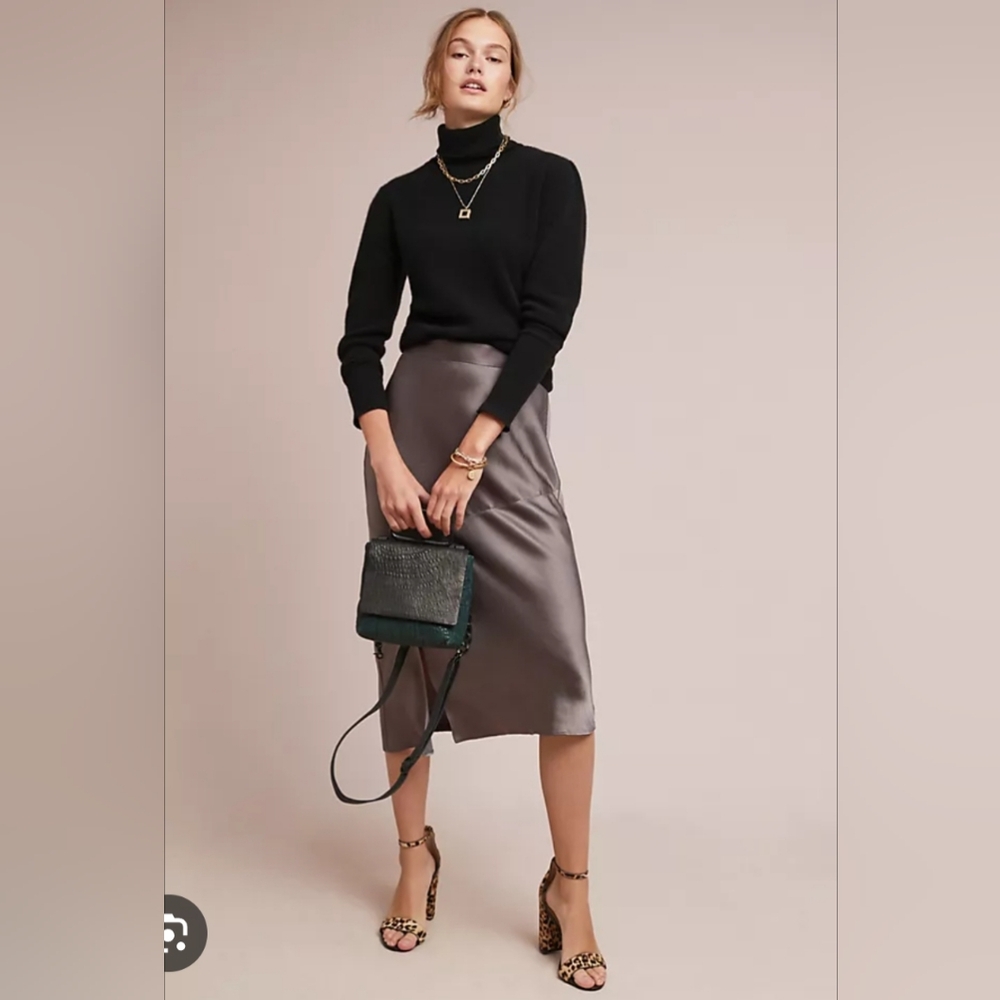 Anthropologie (Hutch) Shimmery Silver Skirt